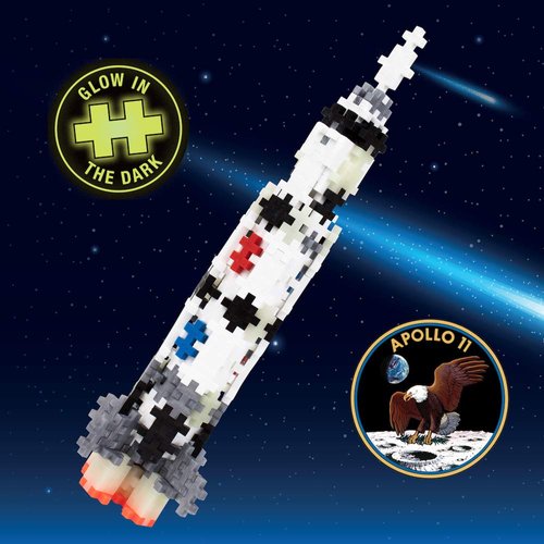 PLUS PLUS – Mini Maker Tube – Saturn V Rocket, Apollo 11 Space Playset – 240 Piece, Construction Building STEM | STEAM Toy, Interlocking Mini Puzzle Blocks for Kids