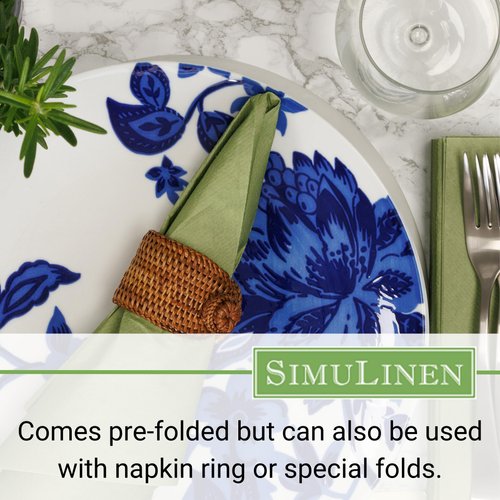SimuLinen Olive Green Dinner Napkins Paper Disposable & Decorative – Dinner Napkins with Linen-feel, Cloth-Like & KOSHER for Passover, Easter, Weddings, Shower Napkins – Size: 16”x16” – Box of 50