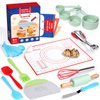 Kids Baking& Cooking Set for Real Cooking, Olabocio 19 Pieces Toddler Safe Kitchen Tools Utensils with Cookbooks, Montessori Kid Baking Set Gift for Girls & Boys