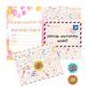 BestaFiesta 36 Kids Childrens Birthday Party Invitations with Folding Envelope Design and Holographic Stickers (Pink)
