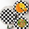 60Pcs Race Car Black and White Checkered Party Supplies Racing Tableware Set 7"Black and White Checkered Plates and Checkered Flag Napkins Fork for Race Car Themed Birthday Party Decorations(Serve 20)
