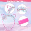 ANBALA Cat Ears Headbands 12Pcs Plastic Hairbands Glitter Cat Headbands Sparking Ribbon Hair Accessories for Women Girls Halloween, Daily Wearing and Party Favors (Colorful)