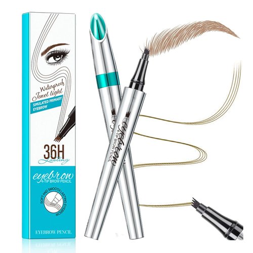 GL-Turelifes Eyebrow Pencil with 4 Tip Micro Head, Liquid Eyebrow Microblading Pen, Eyebrow Pen Micro 4 Point Brow Pen Long-Lasting Waterproof & Smudge-proof Natural Eyebrow Makeup (#1 Light Brown)