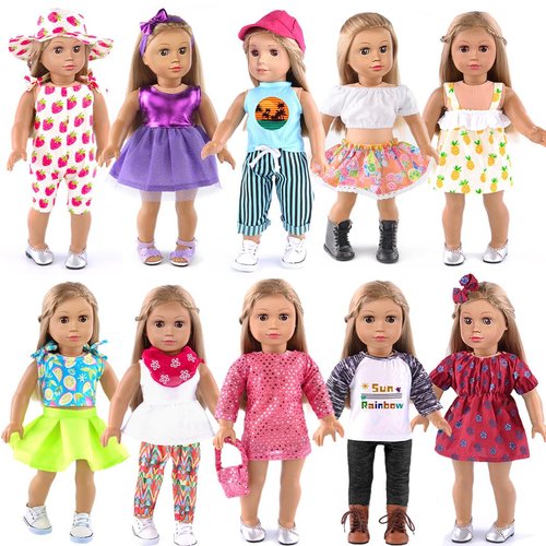 ebuddy 10 Sets 18 Inch Doll Clothes 18 Inch Doll Clothes and Accessories Fit for 18 inch Dolls 18...