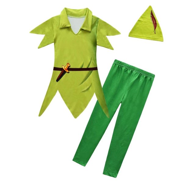 Dressy Daisy Peter Pan Costume with Hat for Little Boys Halloween Fancy Party Dress Up Outfit Set Size 5T 6