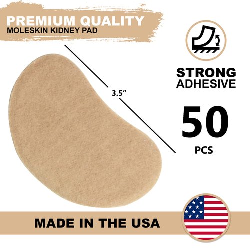 Adhesive Moleskin for Feet - Blister Bandages Precut Kidney Metatarsal Pads - 3" - Callus, Heel, Corns, Blister Prevention, Shoe Friction - 50 Pieces