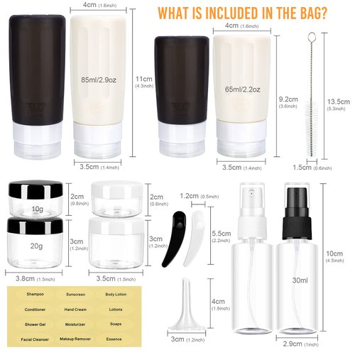 Morfone 16 Pack Silicone Travel Bottles Set for Toiletries TSA Approved Travel Containers Leakproof Squeezable Refillable Travel Accessories 2oz 3oz for Shampoo Conditioner Lotion Liquids (BPA Free)