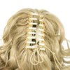 SWACC 12-Inch Short Screw Curls Claw Clip Ponytail Extensions Synthetic Clip in Drawstring Curly Ponytail Hairpiece Jaw Clip Hair Extension (Dark Honey Blonde/Bleach Blonde Mixed- 16/613)