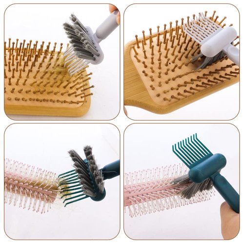 HengKe 2 Pack Home and Salon Use Comb Cleaning Brush Hair Brush Remover 2-in-1 Comb Cleaner with Pick and Bristles Hair Brush Cleaner Tool Rake Comb Cleaner Cleaning Tool for Cleaning Hair Dust