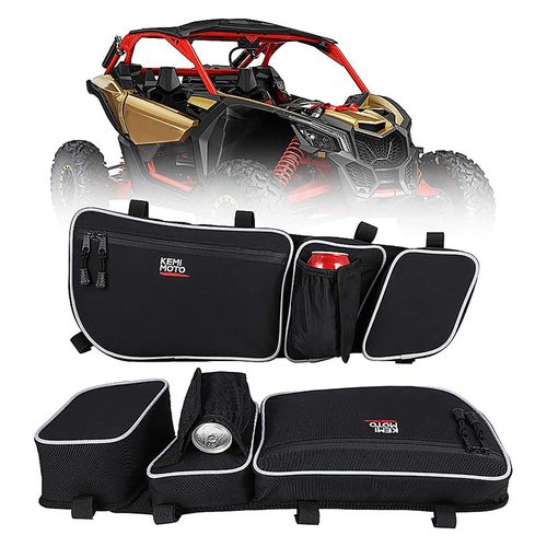 KEMIMOTO X3 Door Bags,X3 Storage Bags with Cup Holder and Removable-Knee-Pads Compatible with Cam Am Maverick X3 Front Upper Door 2017-2024 All Models, Pack of 2