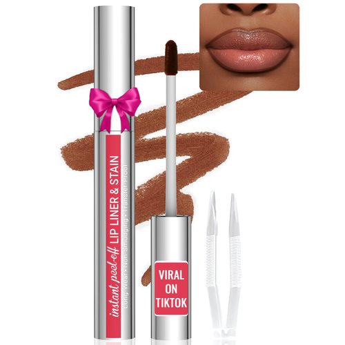 Lip Liner - Lip Liner Stain, Peel Off Lip Liner Tattoo, Long Lasting Lip Stain Peel Off with Natural Finish, Easy to Use, Waterproof, Smudge-proof, Transfer-proof, Highly Pigmented Color, Coffee
