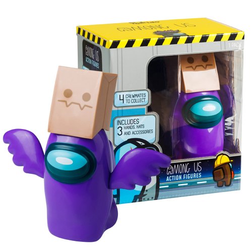 Among Us Articulated Action Figure Purple Guardian Angel Ghost - 4.5 Inch Figure - Series 3 - Detachable Hands, Set of Hats - Perfect Collectible for Among Us Fans