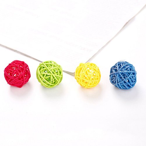Seadiquiet 10Pcs Funny Kitten Cat Playing Toy Candy Color Rattan Ball Pet Supplies Random Color Balls