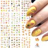 Thanksgiving Fall Nail Stickers Autumn Leaves Nail Art Water Decals Transfer Foils for Nails Supplies Watermark Yellow Maple Alphabet Flower Designs for Women Nail Tattoos Manicure Decorations 12PCS