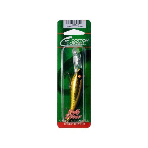 Cotton Cordell Wally Diver Walleye Crankbait Fishing Lure, Accessories for Freshwater Fishing, 3 1/8", 1/2 oz, Gold/Black