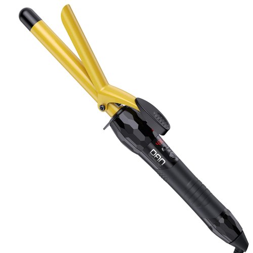 DAN Technology 3/4 Inch Tourmaline Ceramic Hair Curling Iron/Wand with LCD Screen, Suitable for Hair DIY, Hairdressing Beauty School, Hair Salon, Fast Heating, 60 min Auto Off (Gold Black)