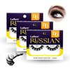 Laflare 3D False Eyelashes Russian Volume Strip Lashes | Fluffy, Wispy, Lightweight | Faux Mink Eyelashes Extension D Curl Wispy Handmade Soft Reusable 3 Packs Value Combo. (FDD01X3C)