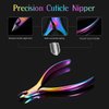BEZOX Cuticle Clippers with Cuticle Pushers Set - Precise Cuticle Nipper and Under Nail Cleaner Kit for Salon or Home Use - Rainbow Stainless Steel Cuticle Tools
