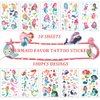 Temporary Tattoo for Kids, Waterproof Body Art Stickers, 100pcs Fake Tattoos Pattern, Cute Cartoon Tattoo Decorations, Birthday Party Favor Supplies Gift for Boys Girls Children Toddler Teens Mermaid