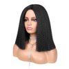 Quick Wig Yaki Straight Bob Wig Short Black Kinky Straight Wigs Blunt Cut Synthetic Wig Shoulder Length Glueless Bob Wig Middle Part Hair for Women Natural Black Color