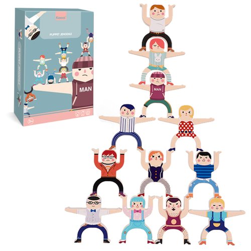 OLMURI Stacking Figure Toys, Fun Balancing Building Blocks Game for 3 4 5 6 7 8 + Years Old Boys Girls, Family Stacking Games with 12 PCS Figure Blocks and Balls, Preschool Party Favors Birthday Gifts