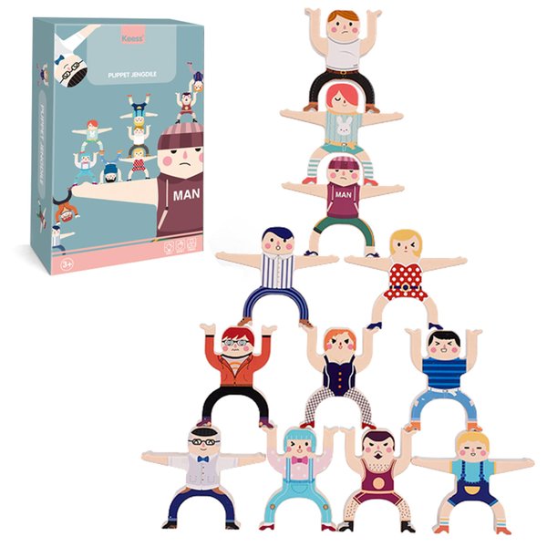 OLMURI Stacking Figure Toys, Fun Balancing Building Blocks Game for 3 4 5 6 7 8 + Years Old Boys Girls, Family Stacking Games with 12 PCS Figure Blocks and Balls, Preschool Party Favors Birthday Gifts