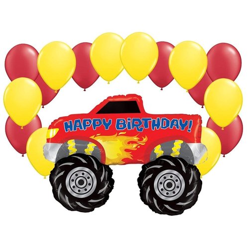 Street Treats Monster Truck Birthday Party Supplies and Latex Balloons Bouquet Decorations