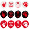 60PCS Rock and Roll Latex Balloons Decorations -80s 90s Party Supplies Musician Guitar Rap Birthday Baby Shower Party Favors