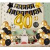 40th Birthday Decorations for Men Women, Black and Gold Party Decorations Kit - Happy Birthday Banner Black and Gold Balloons Confetti Balloons Swirls for 40th Birthday Decorations Party Supplies