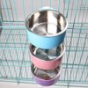 RUBYHOME Dog Bowl Feeder Pet Puppy Food Water Bowl, 2-in-1 Plastic Bowl & Stainless Steel Bowl, Removable Hanging Cat Rabbit Bird Food Basin Dish Perfect for Crates & Cages, Blue