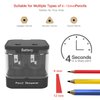 Bepoper Double Hole Electric Pencil Sharpener, USB and Battery Operated Pencil Sharpener with Brush and 2 Spare Blades, Portable Fast Sharpen Suitable for 6-8mm 8-12mm Pencils (Black)