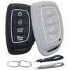 REPROTECTING Silicone Rubber Key Fob Cover Compatible with 2016-2021 Hyundai Elantra Elantra GT Ioniq Sonata Tucson SY5MDFNA433《not for Keys with Eject/fold Buttons》(4 Button Smart Key, Black Grey)