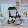 DEARMAMY 12Pcs Miniature Chair: Miniature Folding Chairs Doll House Folding Chair Phone Stand Mini Plastic Chair Foldable Black for Mini House Miniature Furniture Accessories Decoration