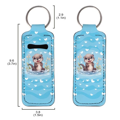 Baxinh Cute Otter Printed Lipstick Holder Keychain Lipstick Holder Clip-on Sleeve Pouch Chapstick Holder Keychain Lip Balm Keychain Holder Lip Balm Lipstick Lip Gloss Holder Keychain