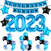 KatchOn, Blue 2023 Balloons Set - 40 Inch, Pack Of 43 | Congrats Grad Graduation Banner, Graduation Balloons 2023 | Graduation Decorations Class of 2023 Teal and Black, Blue 2023 Graduation Decoration