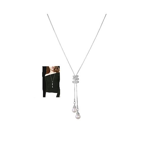 Cathercing Spiral Pearl Pendant Long Necklace for Women Sweater Chain Statement Necklace Choker Adjustable Elegant Jewelry Crystal Accessories Dressy Collocation Winter Evening Party Wedding