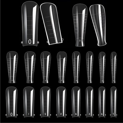 Makartt Nail Dual Forms for Poly Nail Gel, 72PCS, Square Coffin Shape, Clear Molds, Full Cover Acrylic Nail Forms, Salon Home DIY Nail Art Supplies