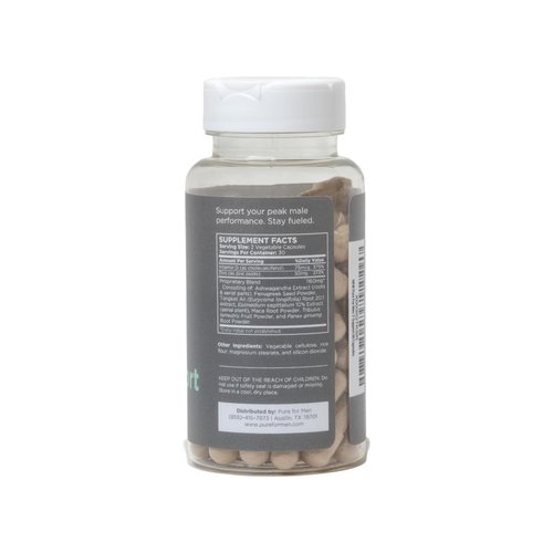 Pure for Men T-Support Supplement | Vegetarian Total Support for Men with Maca, Vitamin D, & Ashwagandha, Muscle Health | Endurance, Strength, Focus, & Energy Support | 60 Capsules