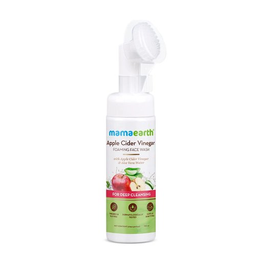 Mamaearth Apple Cider Vinegar Foaming Face Wash with in-built Brush | Deeply Cleanses Skin & Unclog Pores | Exfoliates with Soft Silicon Bristles | 5.07 Fl Oz (150ml)