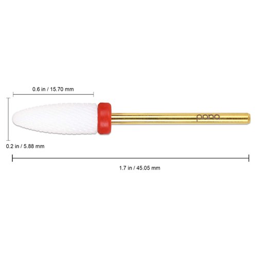 Pana Professional USA Ceramic White Flame Cone Shaped Bit Nail Drill 3/32" Shank Size (Fine, Flame Bit)