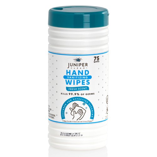 Juniper CLEAN, 1 Pack Hand Sanitizing Wipes, Alcohol Free 75 Count Canister Disposable Hand Sanitizer Wipes, Fresh Scent, Lint Free & Durable