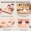 Embagol Double Layer Lash Mannequin Head with 2 Layers Replaced Eyelids Makeup for Training Head Removable Realistic Eyelids Eyelash Replaced Eyelids Soft-Touch Rubbe (1 Pairs Replaced Eyelids)