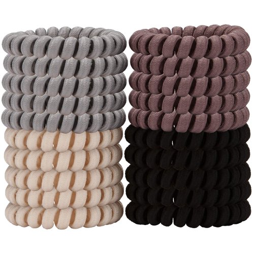LONEEDY 20 Pack Spiral Hair Ties, Ponytail holder Coil Hair Ties, Phone-Cord Traceless Hair Rings...