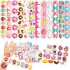 48PCS Donut Party Favors 24PCS Tattoos 24PCS Slap Bracelets Wristbands Themed Birthdays Party Supplies Decorations Decor Pattern Girls Boys Gifts School Classroom Prize Carnival Christmas Reward