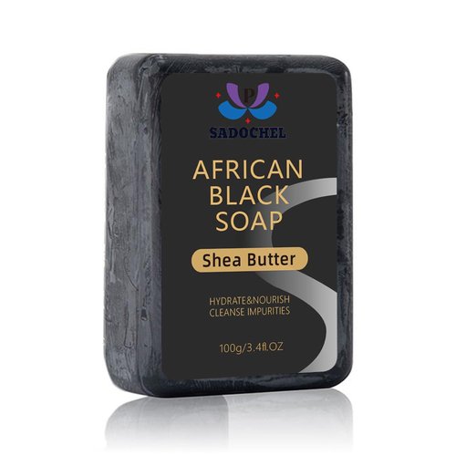 Psadochel Organic African Black Soap Shea Butter Moisture Soap, Face & Body Moisturizing Soap, Deep Cleansing, Reduces Acne, Refining Pores, Glowing Skin, African Black Soap Bar for Women & Men