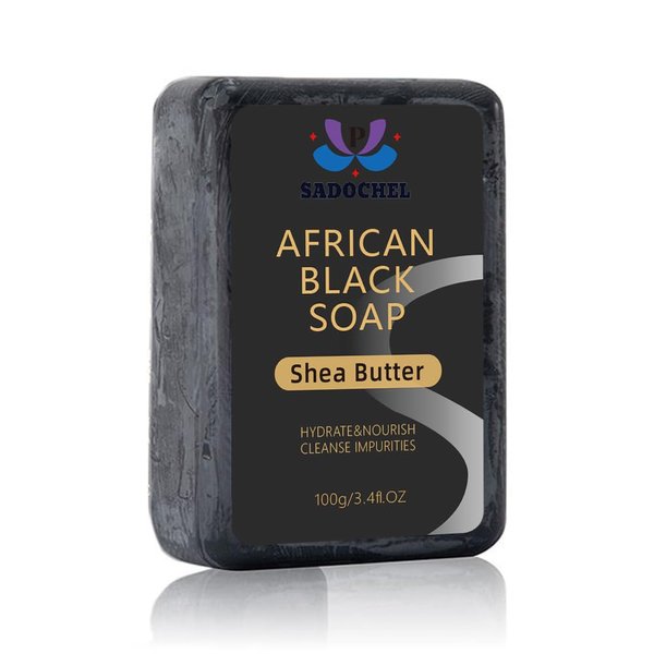 Psadochel Organic African Black Soap Shea Butter Moisture Soap, Face & Body Moisturizing Soap, Deep Cleansing, Reduces Acne, Refining Pores, Glowing Skin, African Black Soap Bar for Women & Men