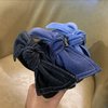 Denim Fabric Wide Knot Dot Headband Bowknot Hair Hoop for Teens Girls and Women Hair Accessories (Blue)
