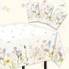 3Pcs Flower Tablecloth-Wildflower Party Decorations Spring Plastic Table Covers Flower Party Supplies for Baby Shower, Birthday,Picnic