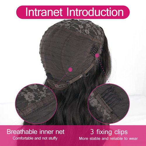 KRSI 24 Inch V Part Wig Body Wave Synthetic Wigs for Black Women, V Part Wigs Glueless Half Wigs for Black Women No Leave Out V Shape Wigs Full Head Clip in Half Wig Thin Part Wig (24Inch,2#)
