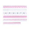 Pink & White Heart & Dot Lace Trim w/Rhinestone Strip Nail Stickers/Decals